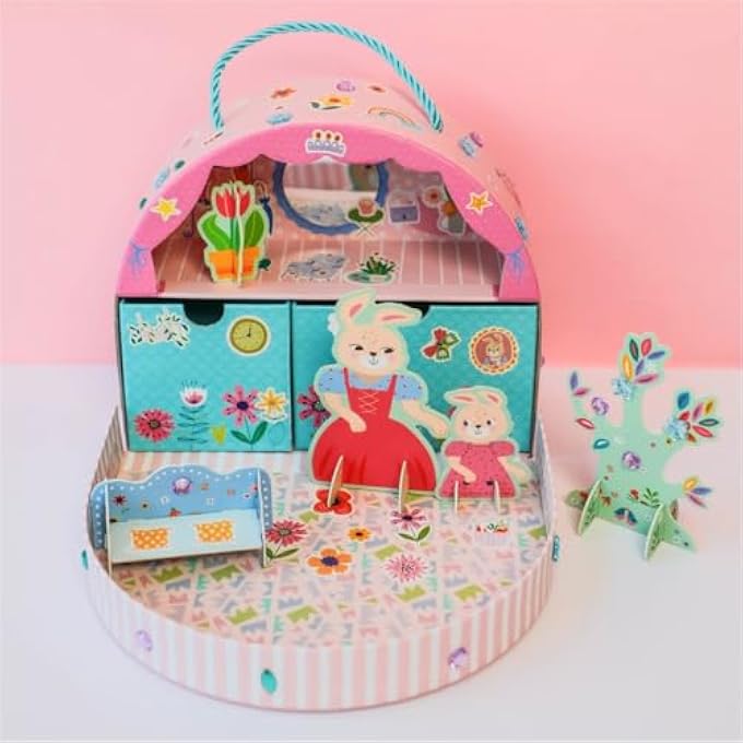 LITTLE HANDS' PLAY BOX - MISS BUNNY'S HOME MULTICOLOUR | 3D PUZZLE AND LACES TO CREATE AN AWESOME BUNNY TOWN | IDEAL AGES 3+ - Image 2